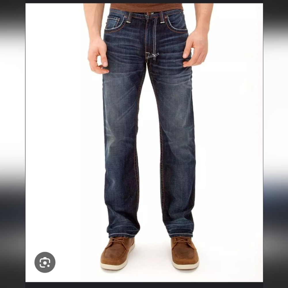 Postage Retro Y2K 2000s Style Vintage Wash Straight Jeans 36